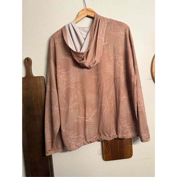 Nike Brown Tan White Pro Cover Up Mesh Sheer Pullover Hoodie Size Medium - Picture 2 of 8